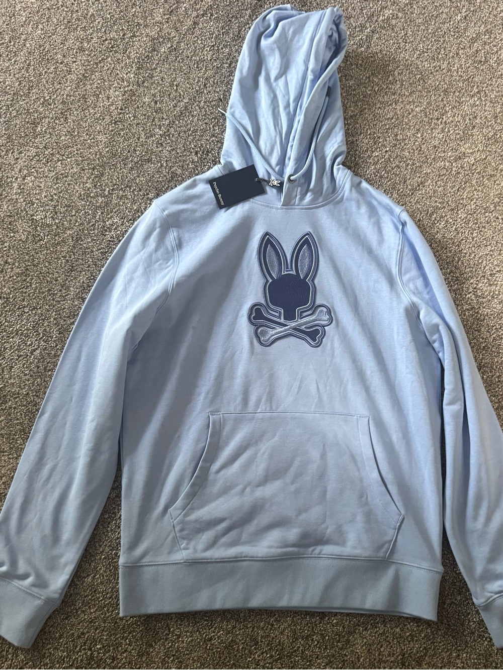 Psycho Bunny Pullover Hoodie Size S- New Castle Embroidered French Terry Blue